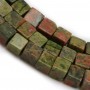 Unakite green and pink, in shape of a tube, 4mm x 39cm