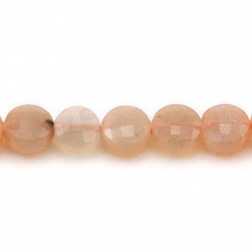 Orange sun stone, in round faceted flat shape, 4.5mm x 8pcs