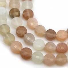 Moon Stones in round faceted flat shape, 6mm x 39cm