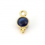 Breloque en saphir teinté rond facetté serti argent 925 doré à l'or fin 5x10mm x 2pcs