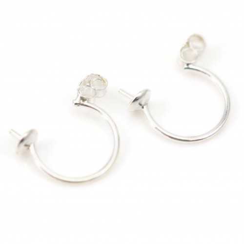 Clous d'oreilles en argent 925 4.10mm pour perle semi-percé  x 2pcs