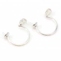 Clous d'oreilles en argent 925 4.10mm pour perle semi-percé  x 2pcs