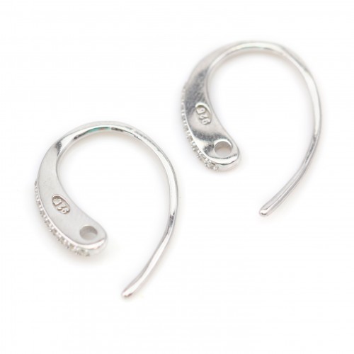 Crochet d'oreilles en argent 925 rhodié & zirconium x 2pcs