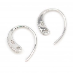 Crochet d'oreilles en argent 925 rhodié & zirconium x 2pcs