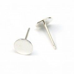 Clous d'oreilles à coller avec coupelle lisse en argent 925 7mm x 4pcs.