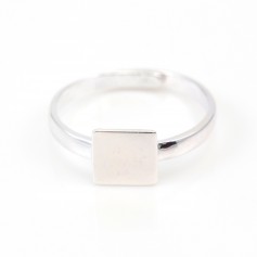 Monture de bague réglable support carré de 8mm en argent 925 x 1pc