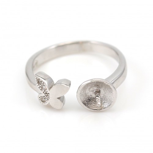 Support de bague réglable en argent 925 rhodié pour perle semi-percée x 1pc
