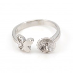 Support de bague réglable en argent 925 rhodié pour perle semi-percée x 1pc