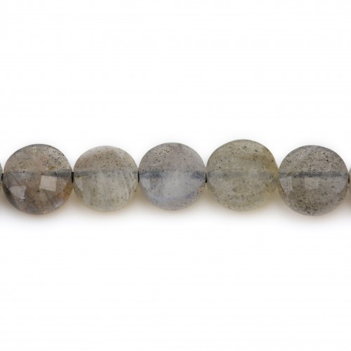 Labradorite grise, de forme ronde plate facetté, 6mm x 39cm