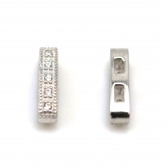 Intercalaire barrette en argent 925 rhodié & oxyde de zirconium 12.5x3mm x 1pc
