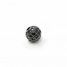 Boule avec strass 6mm en argent 925 noir  x 1pc