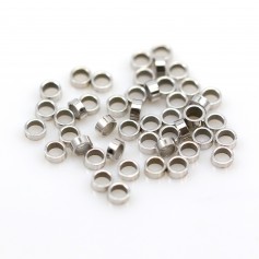 Tubes à écraser en argent 925 rhodié 2.0x1.0mm x 30pcs