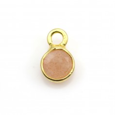 Pierre de soleil ronde facettée sertie sur argent 925 doré à l'or fin 5mm x 2pcs