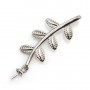 Bélière feuille 25mm en argent 925 rhodié pour perle semi-percée  x 1pc