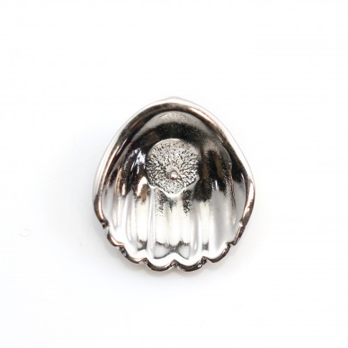 Bélière en argent 925 rhodié coquillage 16mm pour perle semi-percée  x 1pc