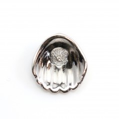 Bélière en argent 925 rhodié coquillage 16mm pour perle semi-percée  x 1pc