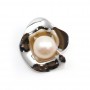 Bélière fleur en argent 925 rhodié  pour perle semi-percée  x 1pc