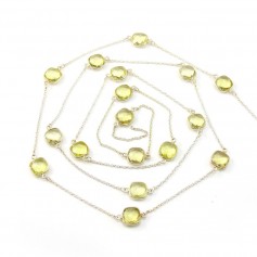 Chaîne Argent  avec Citrine Sertie Carré  11mm x 50cm