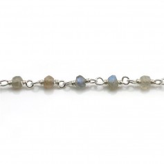 Chaîne Argent avec  Labradorite en 3-4mm x 20cm