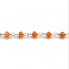 Chaîne Argent avec Cornaline en 3-4mm x 20cm