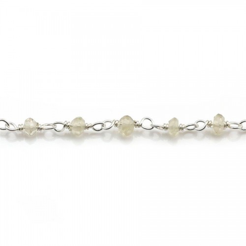 Chaîne Argent avec Quartz Lemon en 2-3.5mmx 20cm