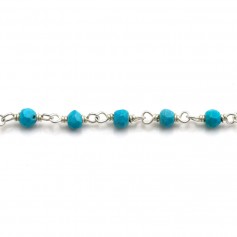 Chaîne Argent avec Turquoise reconstitué en 3-4mm x 20cm