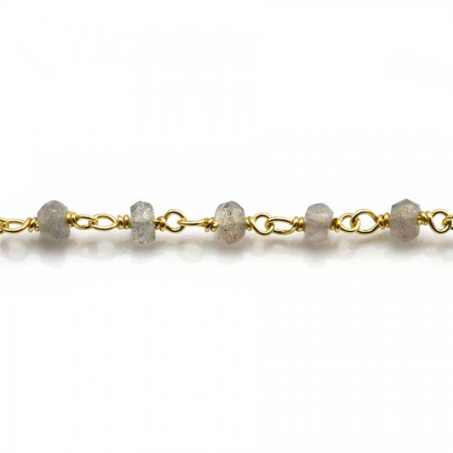 Chaîne Argent Doré avec  Labradorite en 3-4mm x 20cm