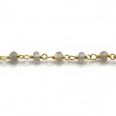 Chaîne Argent Doré avec  Labradorite en 3-4mm x 20cm