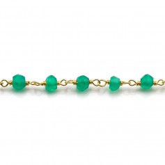 Chaîne Argent Doré avec Agate Vert en 3-4mm x 20cm