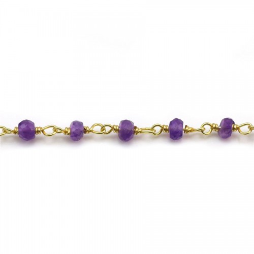 Gold Plated Silver Chain with Amethyste of  3-4mm x 20cm 