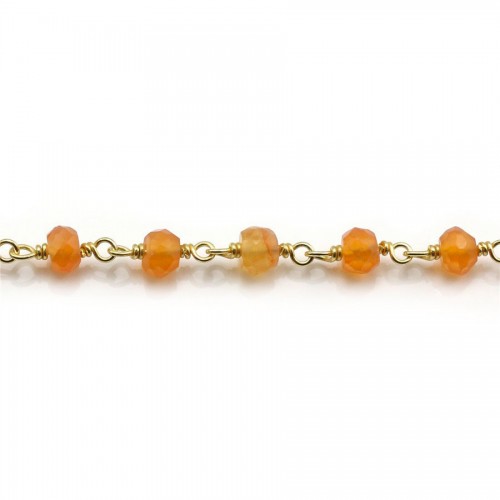 Chaîne Argent Doré avec Cornaline en 3-4mm x 20cm