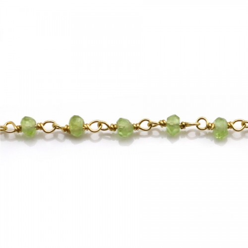 Gold Plated Silver Chain with Quartz Lemon  of 3-4mm x 20cm 