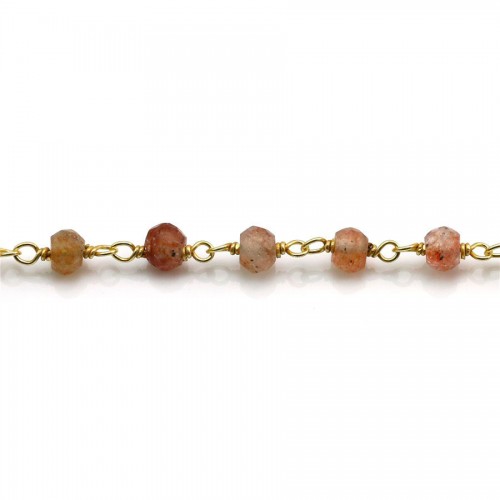 Gold Plated Silver Chain with Peridot of 3-4mm x 20cm 