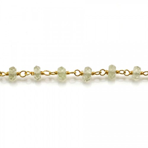 Chaîne Argent Doré avec Quartz Lemon en 3-4mmx 20cm