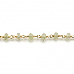 Chaîne Argent Doré avec Quartz Lemon en 3-4mmx 20cm