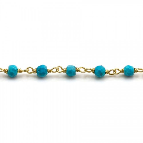 Gold Plated Silver Chain with Turquoise reconstituted of  3-4mm x 20cm 