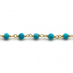 Chaîne Argent Doré avec Turquoise reconstitué en 3-4mm x 20cm