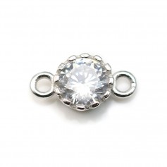 Intercalaire argent 925 oxyde de zirconium ronde 5.9x10.6mm x 2pcs