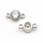 Intercalaire argent 925 oxyde de zirconium ronde 5.9x10.6mm x 2pcs