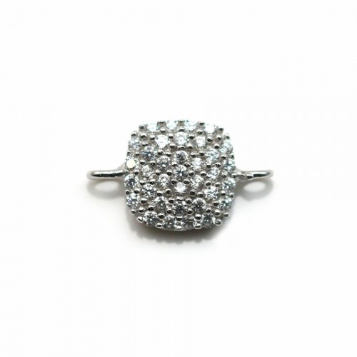 Espaciador cuadrado de circonio 7.75mm Plata 925 Rodio x 1pc