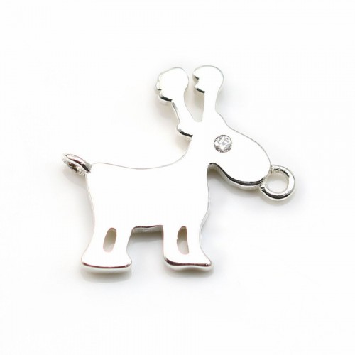 925 Sterling Silver & Zirconium Stag Ring com 2 Anéis 15x17mm x1pc