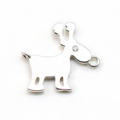 Breloque en argent 925 zirconium avec 2 anneaux 15x17mm x 1pc