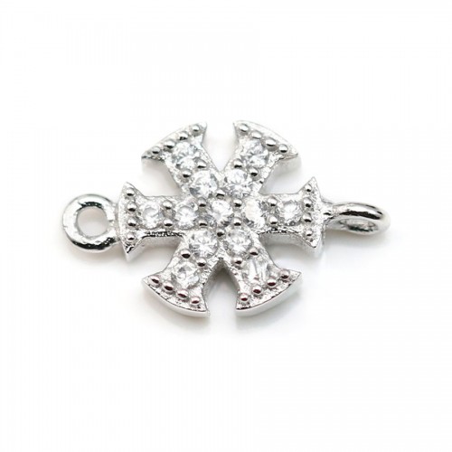 Zwischenblatt aus 925er Silber mit Zirkonia-Blüte und 2 Ringen 8x13mm x 1Stk