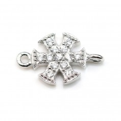 Breloque en argent 925 coeur & zirconium avec 2 anneaux 8x14mm x 1pc