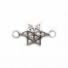 Intercalaire carré avec zirconium 7.75mm en argent 925 rhodié  x 1pc