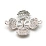 Intercalaire fleur 18mm en argent 925 rhodié pour perle semi-percée  x 1pc