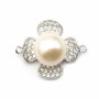 Intercalaire fleur 18mm en argent 925 rhodié pour perle semi-percée  x 1pc