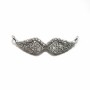 Intercalaire moustache 6.3x23mm avec zirconium en argent 925 rhodié  x 1pc