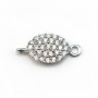 Breloque ovale en argent 925 & zirconium avec 2 anneaux 6x13mm x 1pc