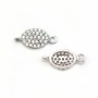Breloque ovale en argent 925 & zirconium avec 2 anneaux 6x13mm x 1pc